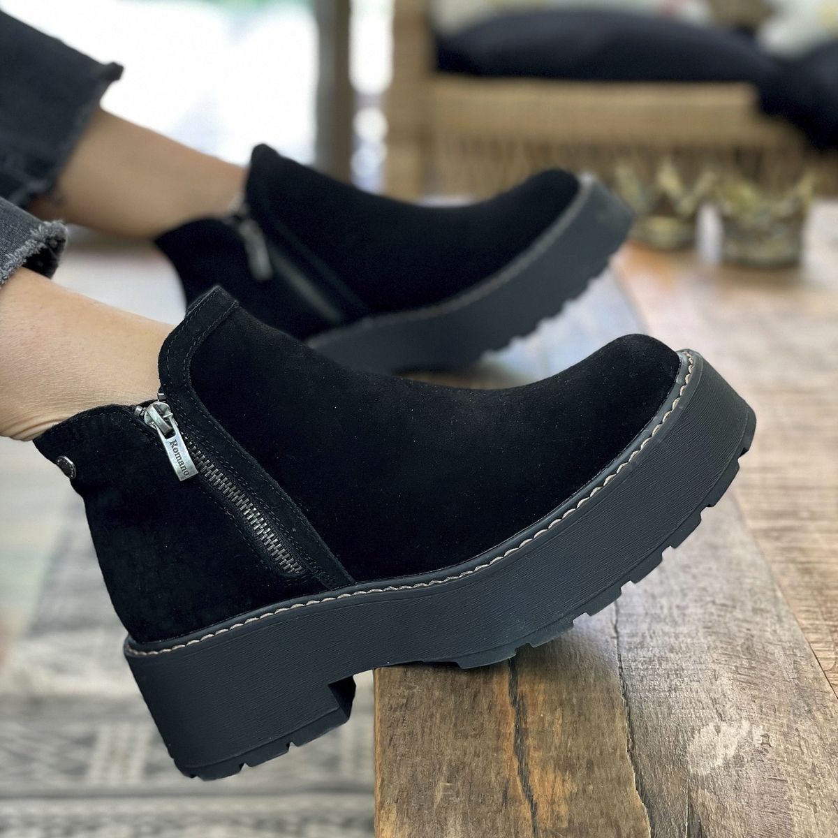 ROMANO - Romano Botin mujer cuero negro