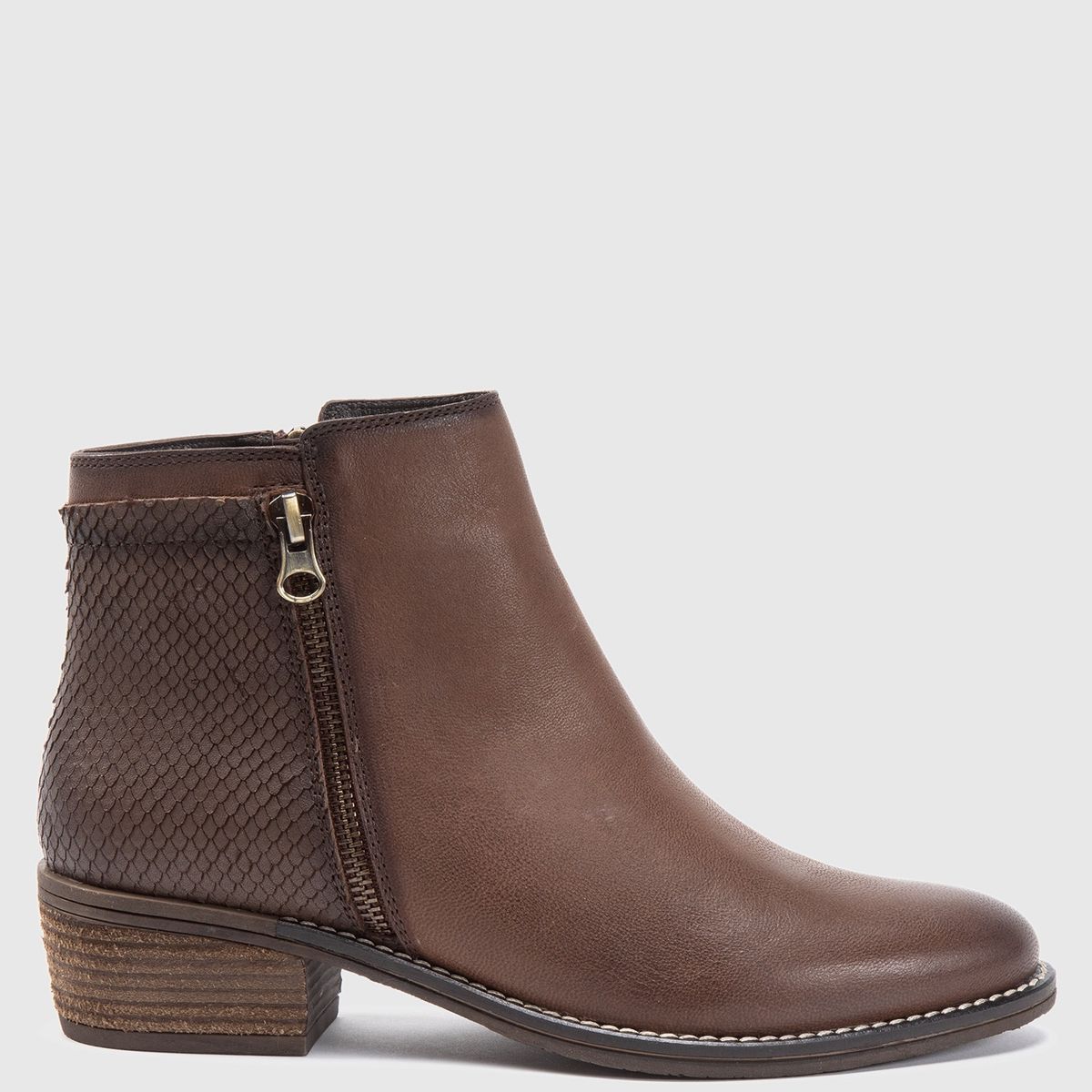 GACEL - Botin Mujer Cuero Café Gacel