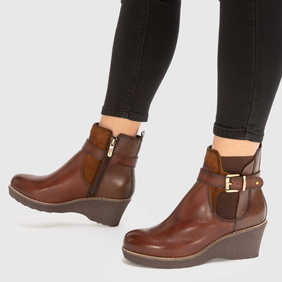 GACEL - Botín Mujer Cuero Café Gacel