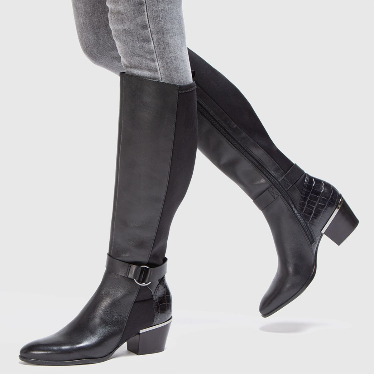 GACEL - Bota Mujer Cuero Negro Gacel