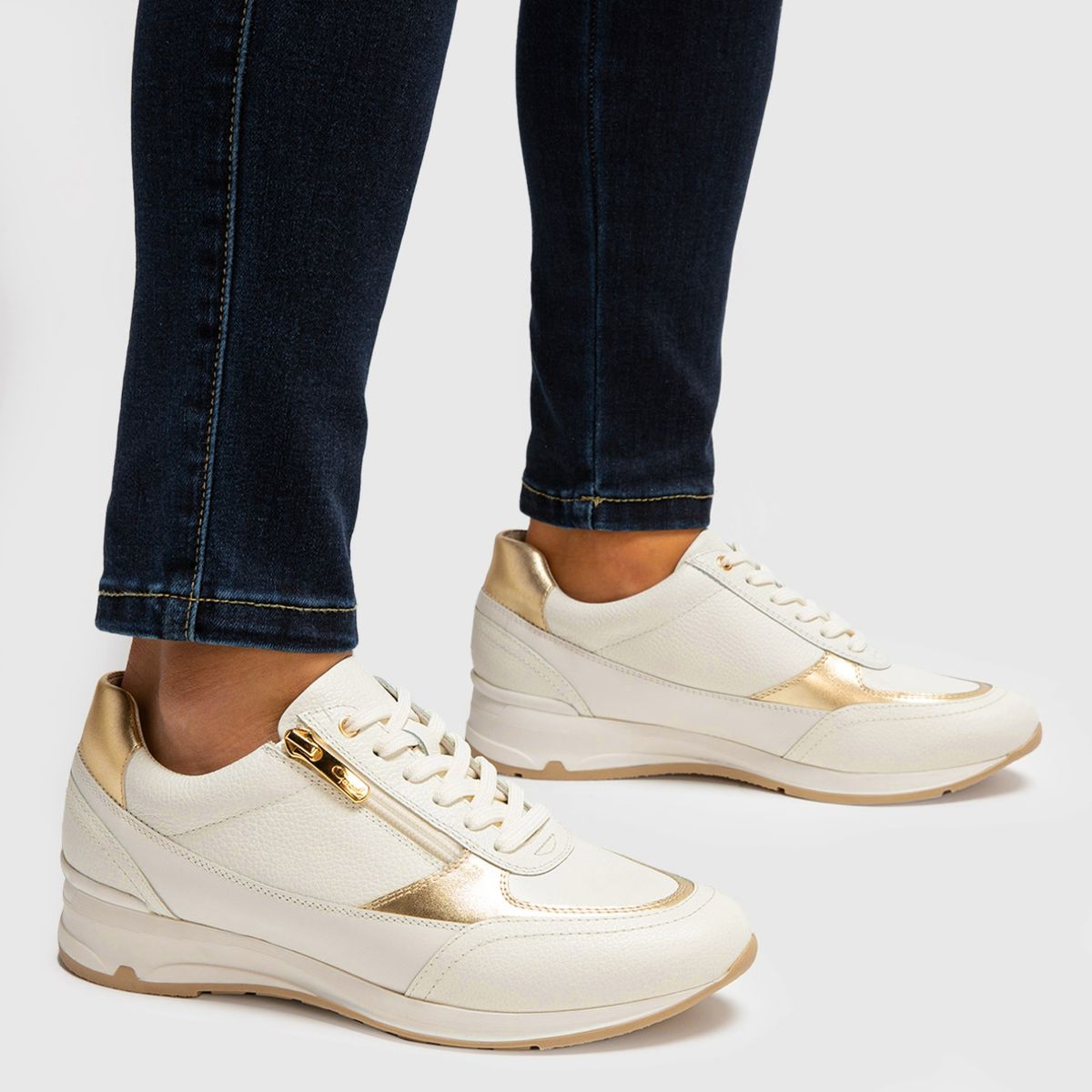 GACEL - Zapatilla Urbana Mujer Cuero Blanco Gacel