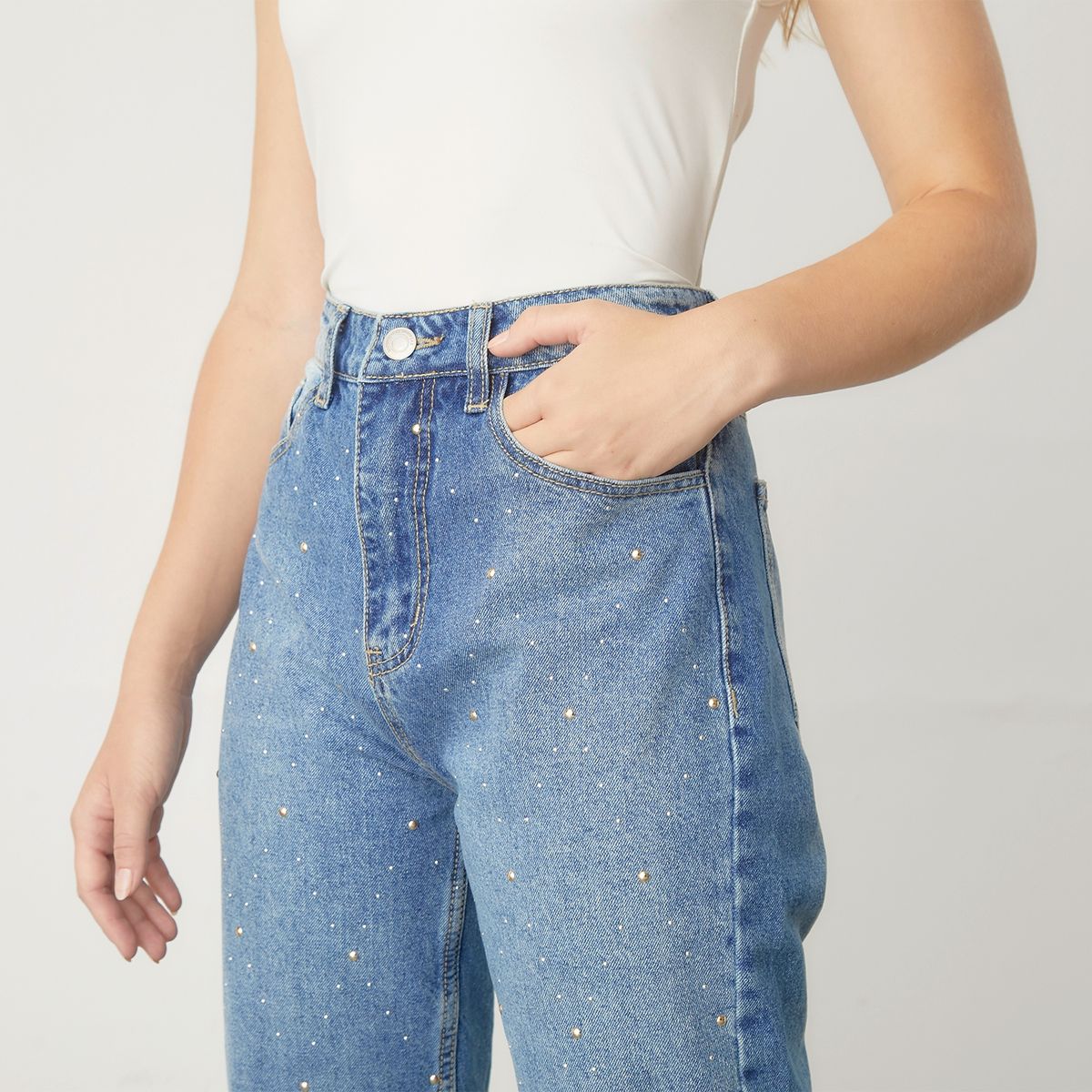 BASEMENT - Basement Jeans Mom Tiro Medio Mujer