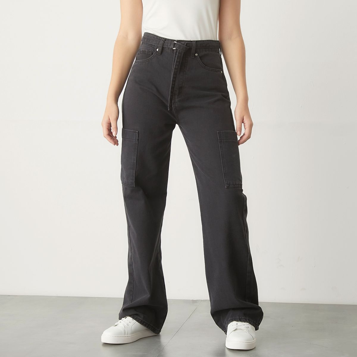 BASEMENT - Basement Jeans Wide Leg Tiro Alto Mujer