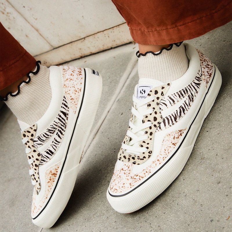 SUPERGA - Rev Calfhair Zapatilla Urbana Mujer Beige/Khaki Superga
