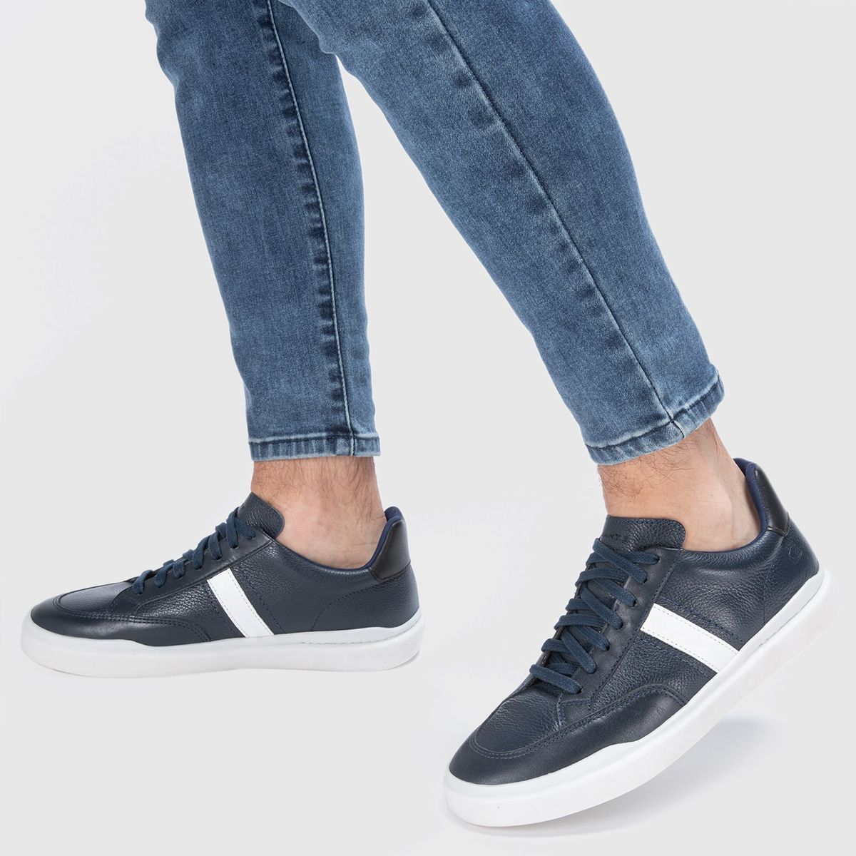 GUANTE - Zapatilla Urbana Hombre Cuero Azul Guante