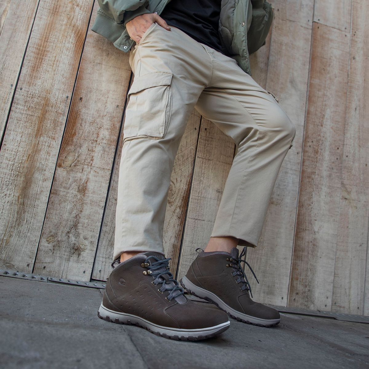 GUANTE - Botín Hombre Cuero Gris Guante