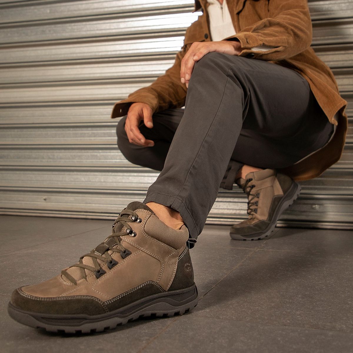 GUANTE - Botín Hombre Cuero Gris Guante