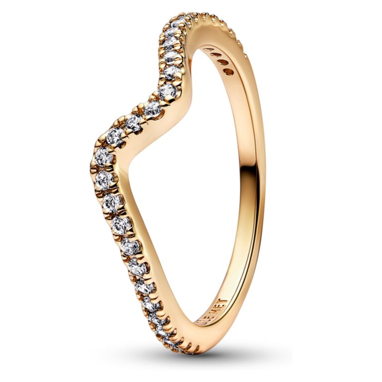Anillo Ola Brillante Mujer Dorado 50