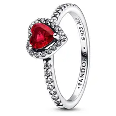 PANDORA - Anillo Corazón Nivelado Rojo Brillante Mujer