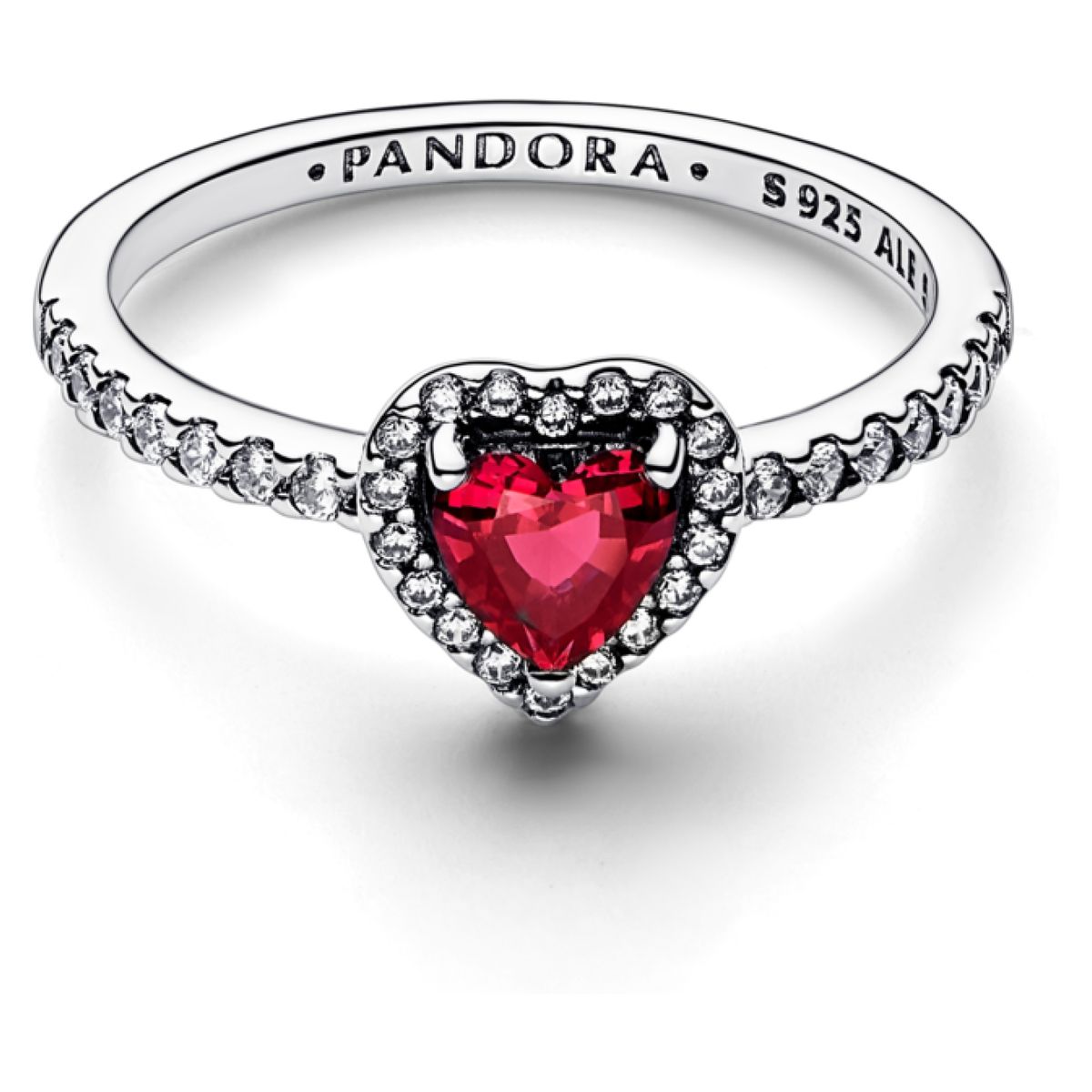 PANDORA - Anillo Corazón Nivelado Rojo Brillante Mujer Pandora
