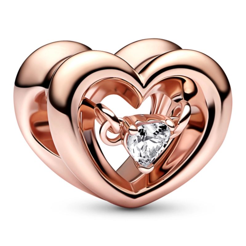PANDORA - Charm Corazón Radiante Y Gema Flotante Mujer Pandora