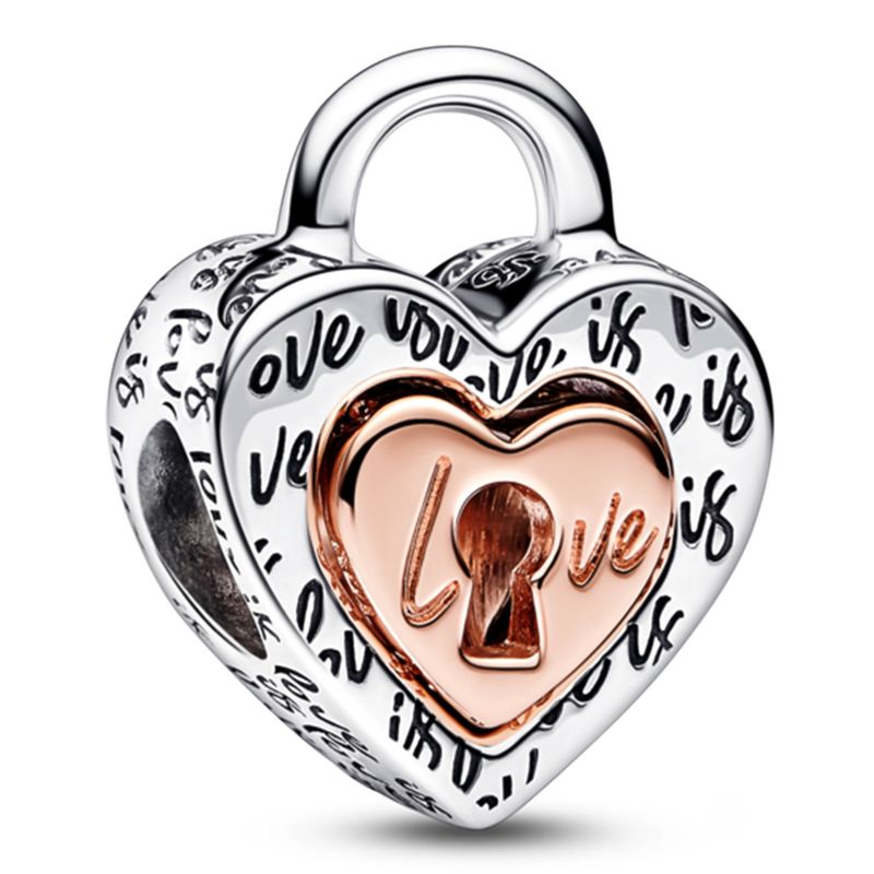 PANDORA - Charm Candado De Corazón Bicolor Mujer Pandora