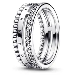 PANDORA - Anillo Insignia en Pave y Esferas Mujer
