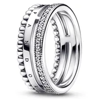 Anillo Insignia en Pave y Esferas Mujer