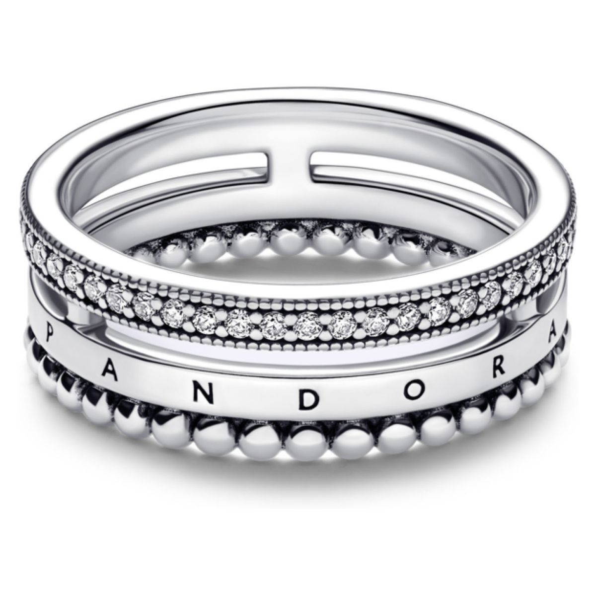 PANDORA - Anillo Insignia en Pave y Esferas Mujer Pandora