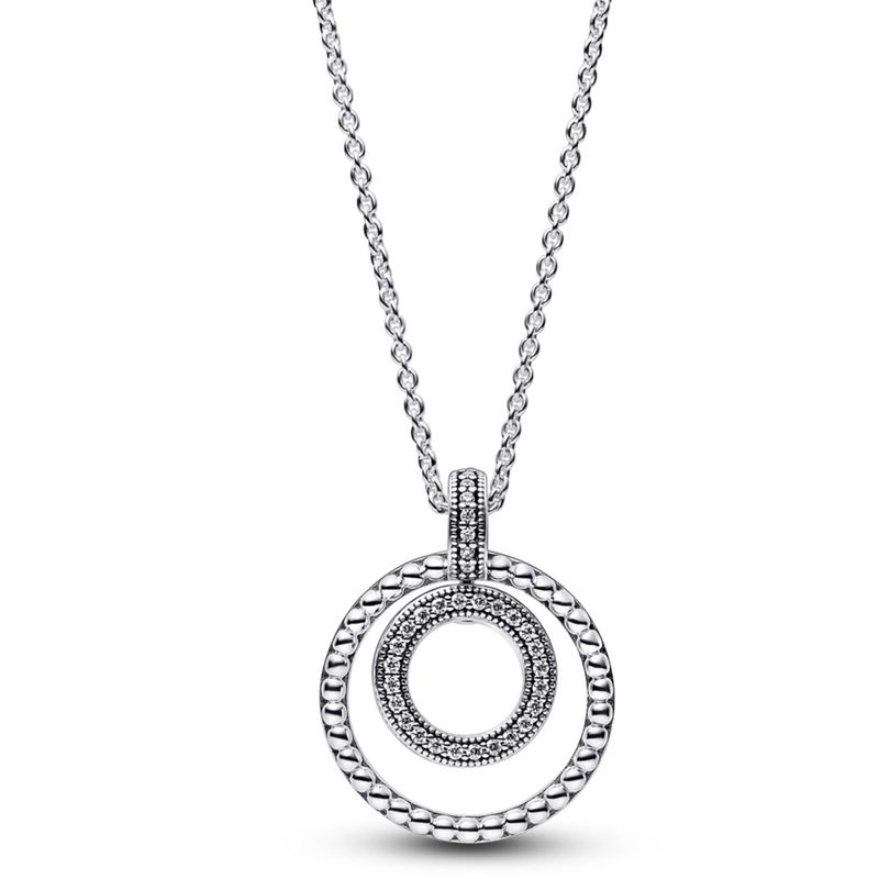 PANDORA - Collar Con Colgante Pandora Signature Pavé Y Cuentas Mujer Pandora