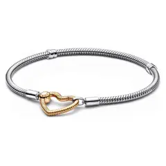 PANDORA - Pulsera Plata Cierre de Corazón Mujer