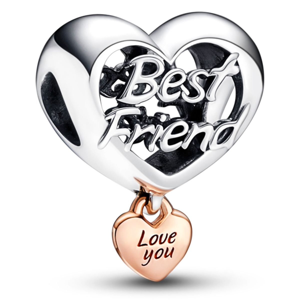 PANDORA - Charm Rose Y Plata Te Amo Mejor Amiga Mujer Pandora