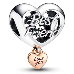 PANDORA - Charm Rose Y Plata Te Amo Mejor Amiga Mujer