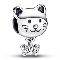 Charm Mascota Gato Y Lazo Mujer