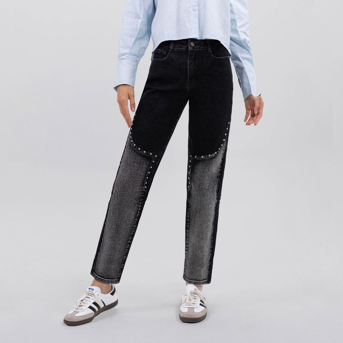 RAINDOOR - Jeans Straight Tiro Alto Mujer Raindoor