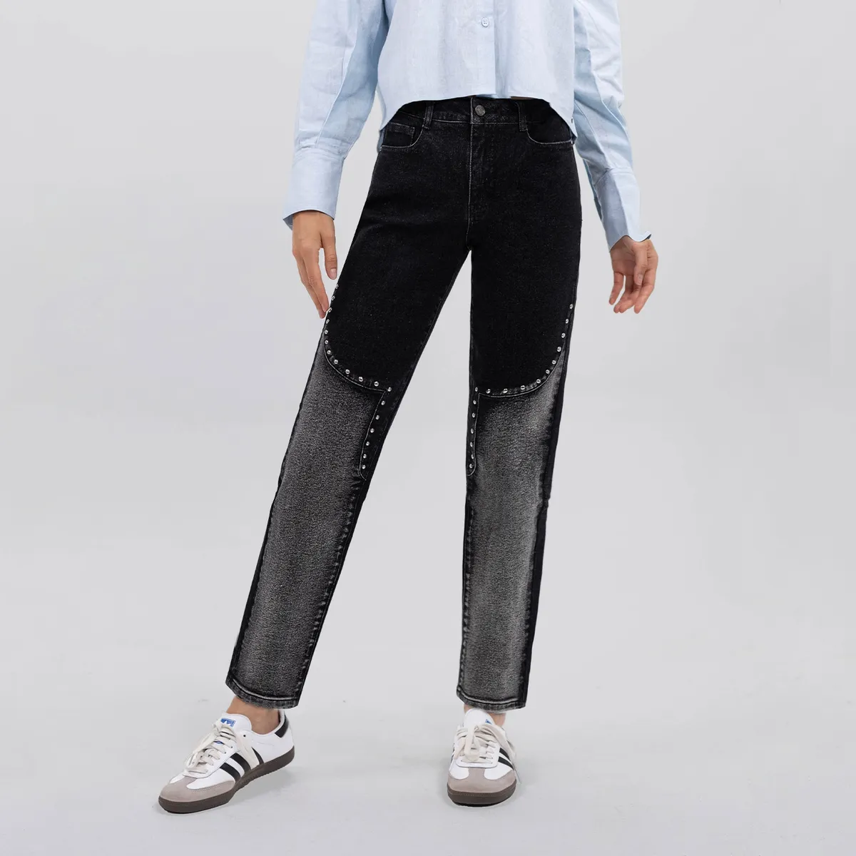 RAINDOOR - Jeans Straight Tiro Alto Mujer Raindoor