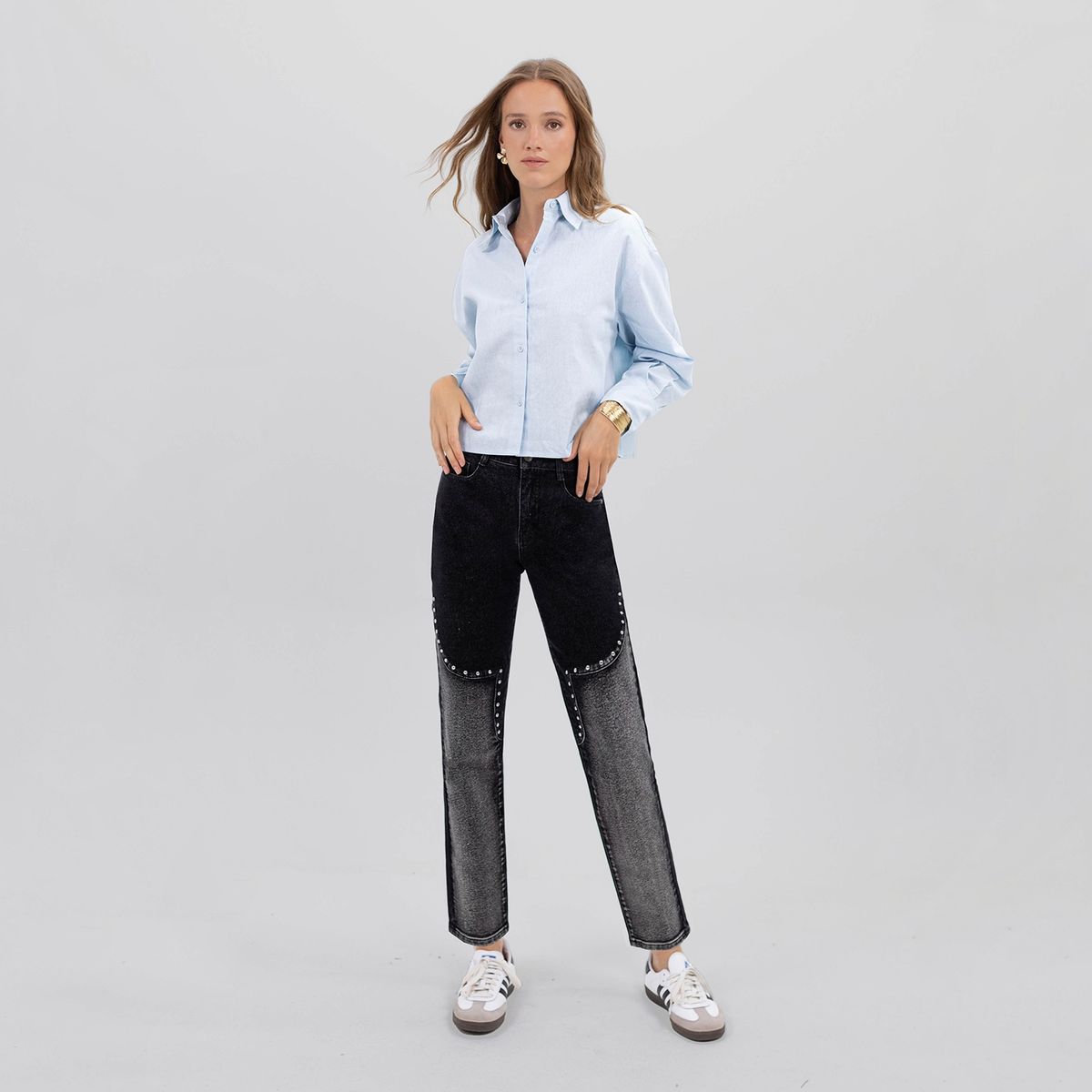 RAINDOOR - Jeans Straight Tiro Alto Mujer Raindoor