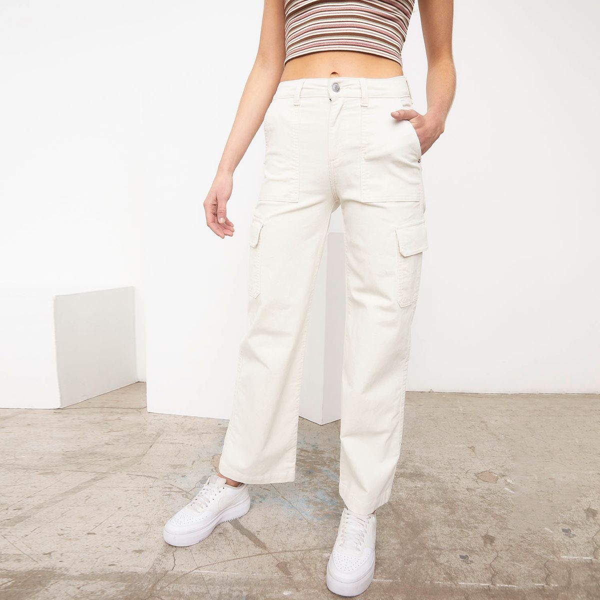 SYBILLA - Pantalón Straight Tiro Alto Algodón Mujer Sybilla