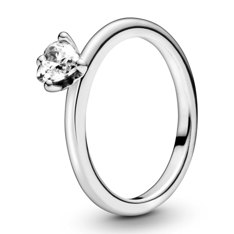 PANDORA - Anillo Solitario Corazón Transparente Mujer Pandora