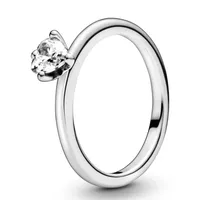 Anillo Solitario Corazón Transparente Mujer