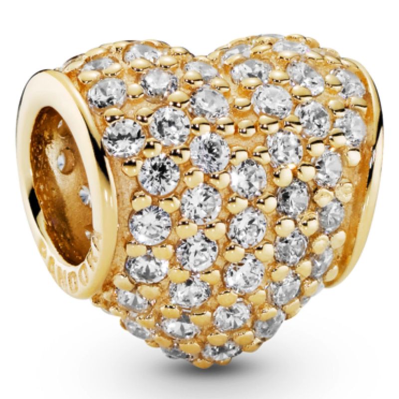 PANDORA - Charm En Oro 14K Corazón Pave Circonia Cubica Mujer Pandora
