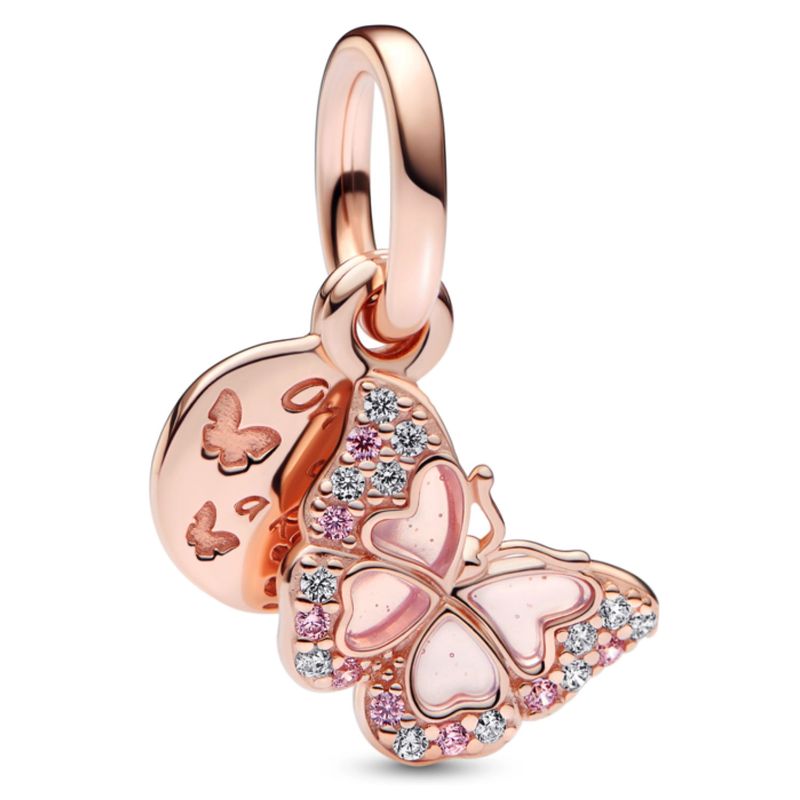 PANDORA - Colgante Mariposa Rosa Doble Encanto Mujer Pandora