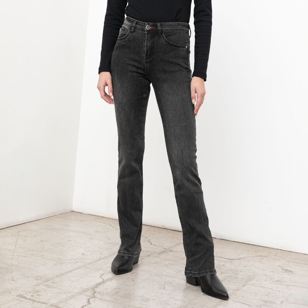ELLUS - Jeans Straight Tiro Medio Mujer Ellus