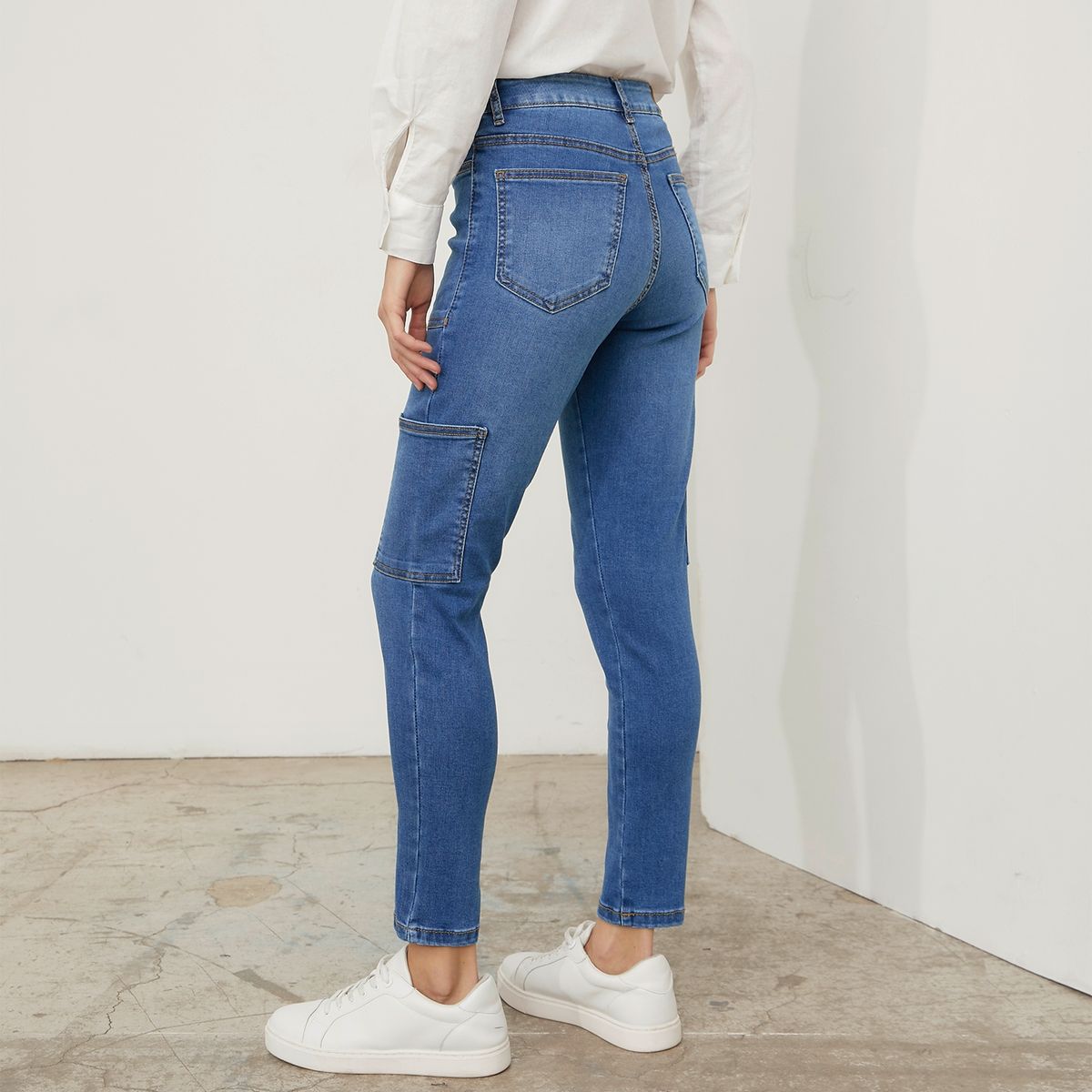 BASEMENT - Basement Jeans Cargo Tiro Alto Mujer