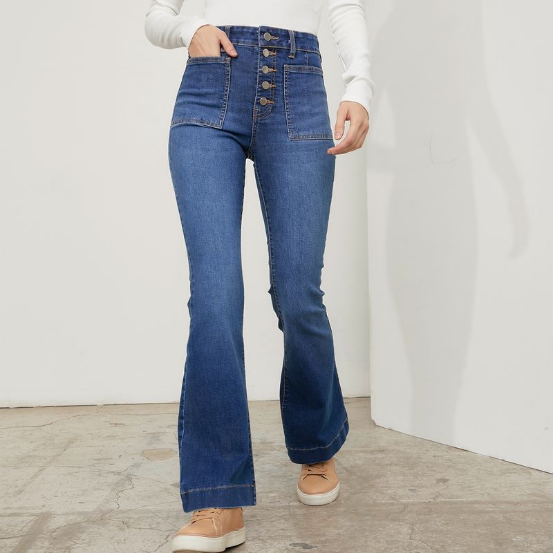 BASEMENT - Jeans Flare Tiro Alto Mujer Basement