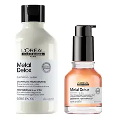LOREAL PROFESSIONNEL - Set Metal Detox Anti-Quiebre Cabello Dañado y con Color Shampoo 300ml + Aceite 50ml Serie Expert L'Oréal Professionnel