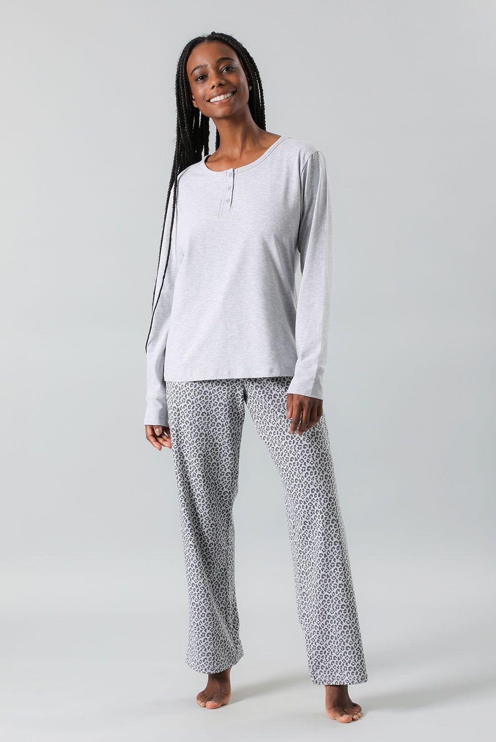 FLORES - Pijama Con Pata Y Puño Diseño Mujer Flores