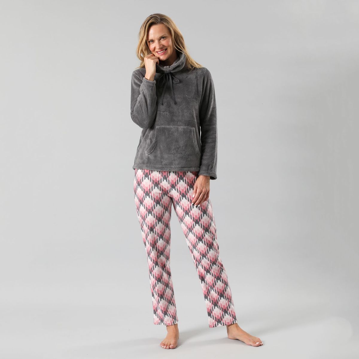 FLORES - Flores Pijama Cuello Alto Coral/Micro Fleece