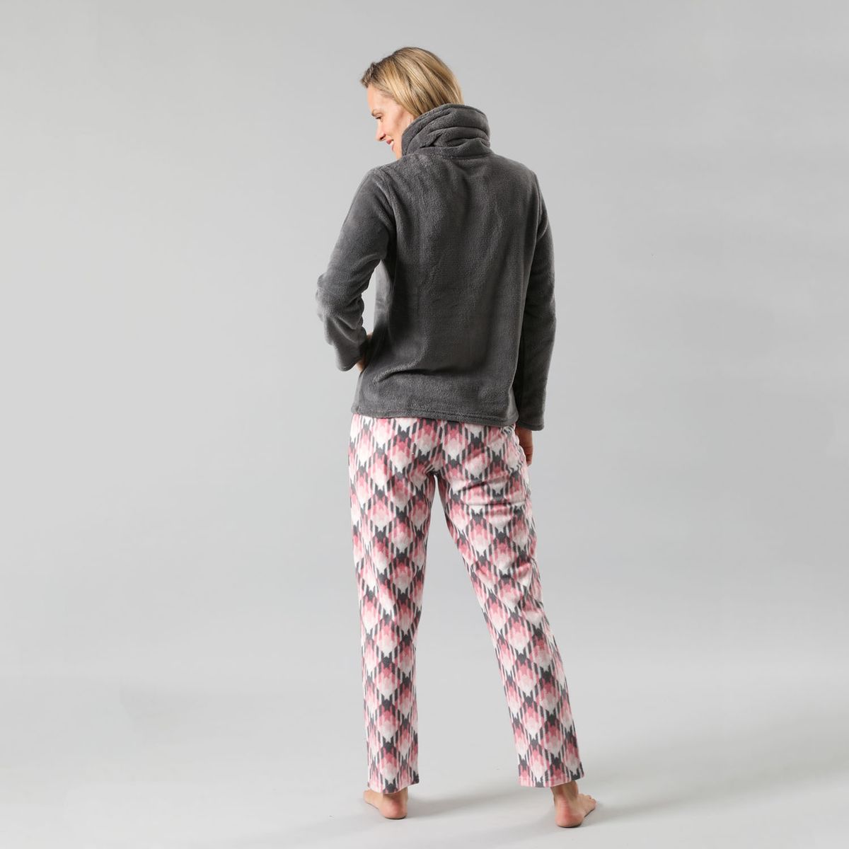 FLORES - Flores Pijama Cuello Alto Coral/Micro Fleece