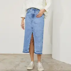 BASEMENT - Falda Midi Algodón Mujer