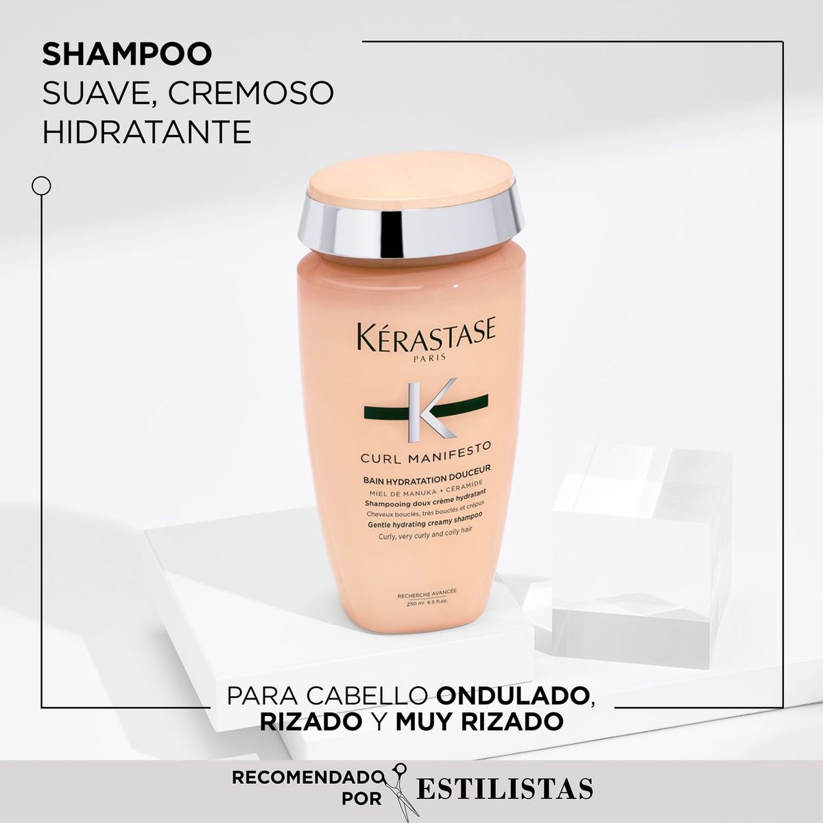 KERASTASE - Set Curl Manifesto Hidratación Cabello Rizado Shampoo 300ml + Máscara 200ml + Aceite Huile Originale 50ml Kérastase