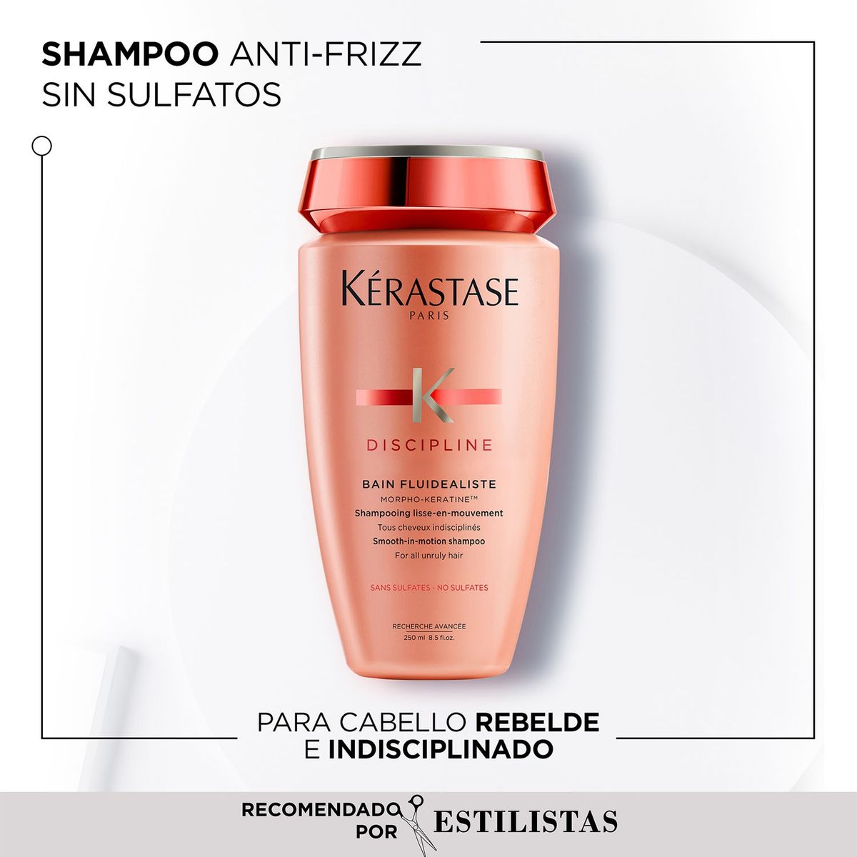 KERASTASE - Set Cabello Anti-Frizz Discipline Shampoo Bain Fluidealiste Gentle 250 ml + Máscara Maskeratine 200 ml + Aceite Lhuile Originale Elixir Ultime 50 ml Kérastase