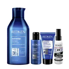REDKEN - Set Reparación Cabello Dañado Extreme Shampoo 500ml + 75ml + Acondicionador 50ml + Spray One United 30ml