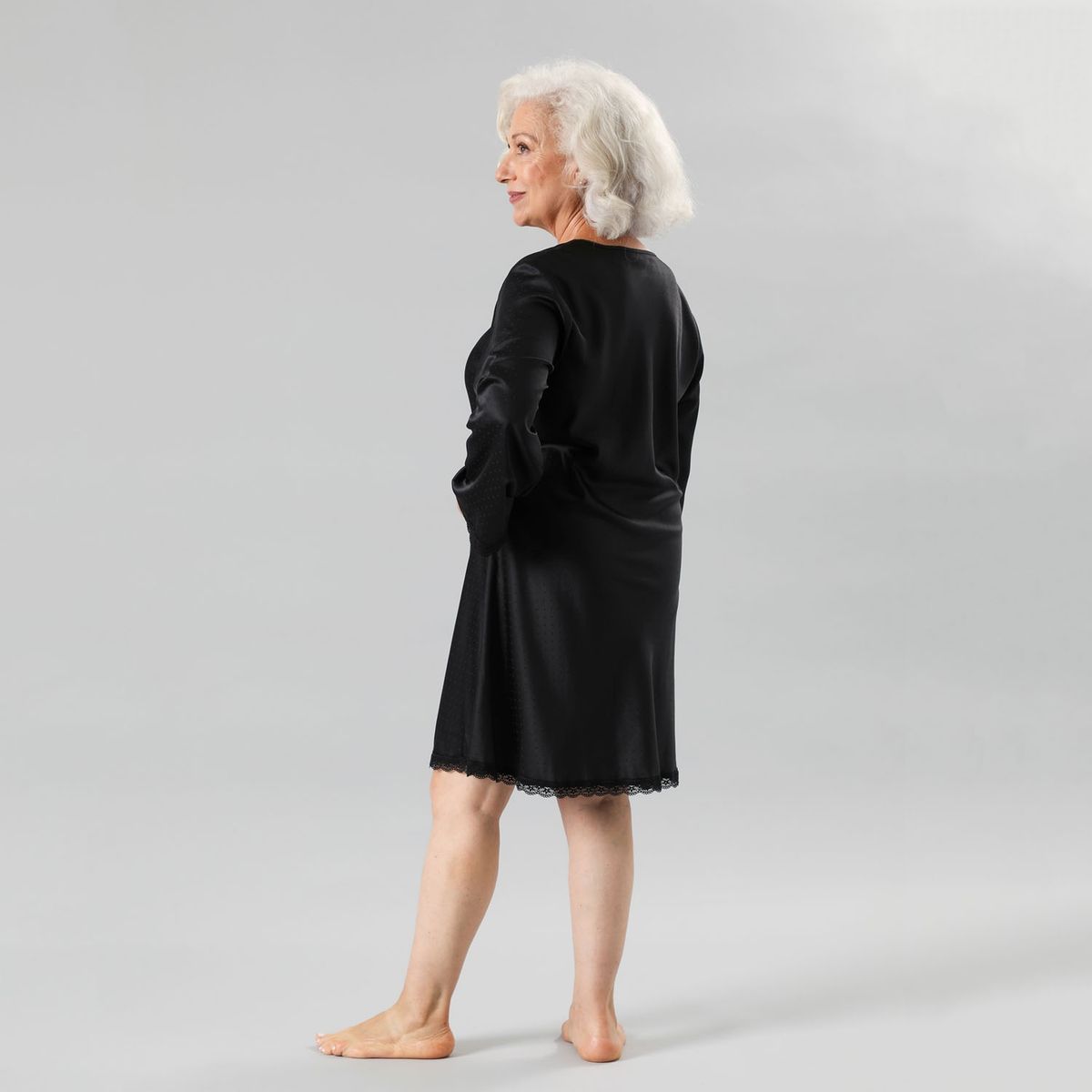 FLORES - Camisola Amarra Satín Jacquard Manga Larga Mujer Flores