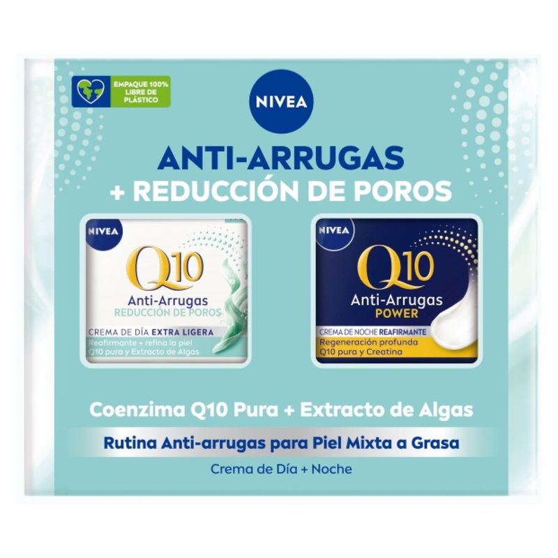 NIVEA - Pack Rutina NIVEA Q10 Anti-arrugas Reduce Poros Extra Ligera Día 50ml + Noche 50ml