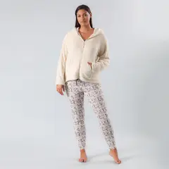 FLORES - Polerón Pijama Manga Larga Con Gorro Mujer