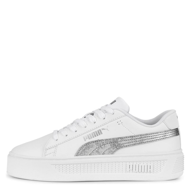 PUMA - Smash Platv 3Sp Metal Zapatilla Urbana Plataforma Mujer Blanca Puma