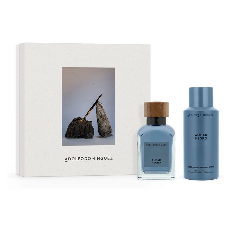 ADOLFO DOMINGUEZ - Set Perfume Hombre Ámbar Negro EDP 120ML + Desodorante 150ML Adolfo Domínguez