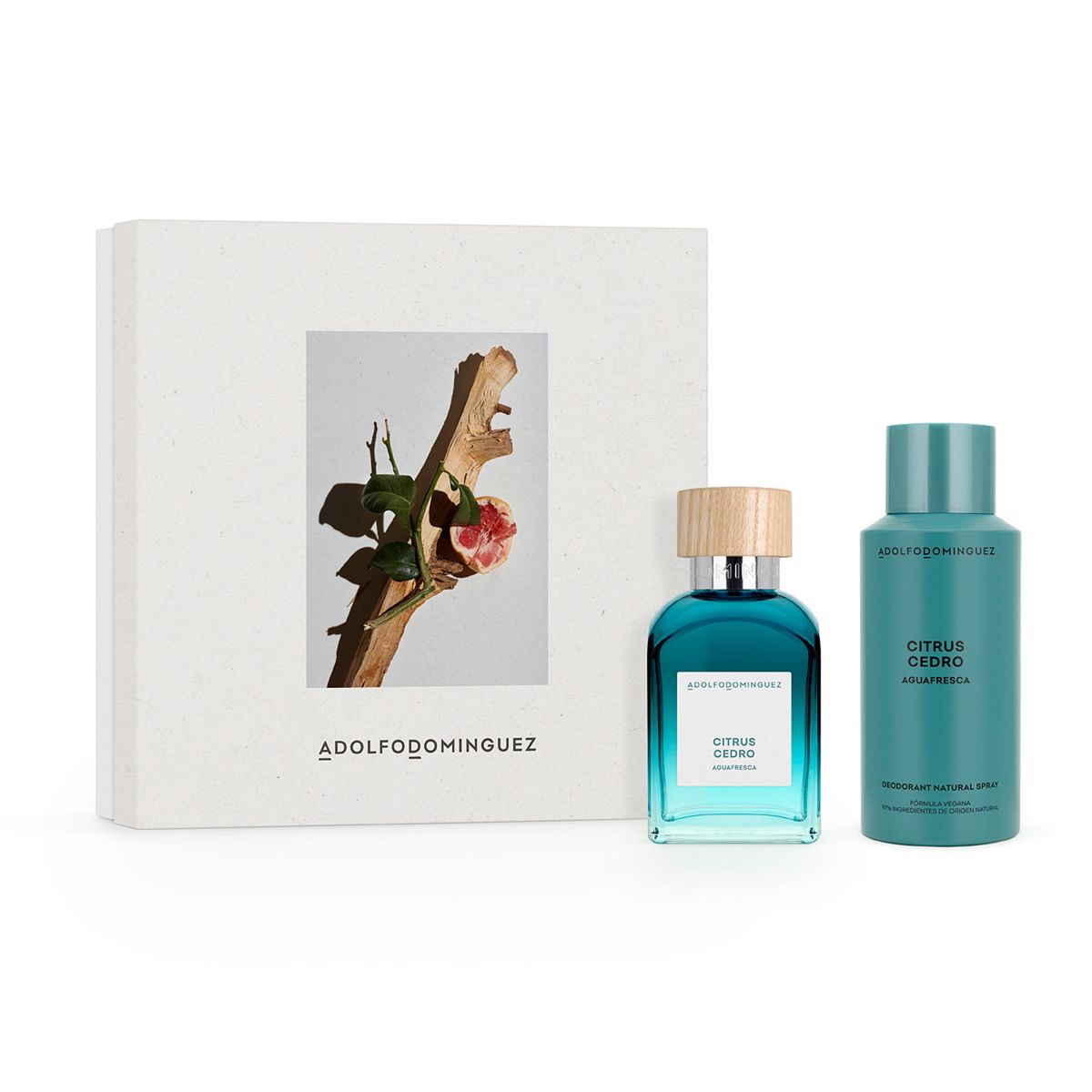 ADOLFO DOMINGUEZ - Set Perfume Hombre Agua Fresca Citrus Cedro EDT 120ML + Desodorante 150ML Adolfo Domínguez