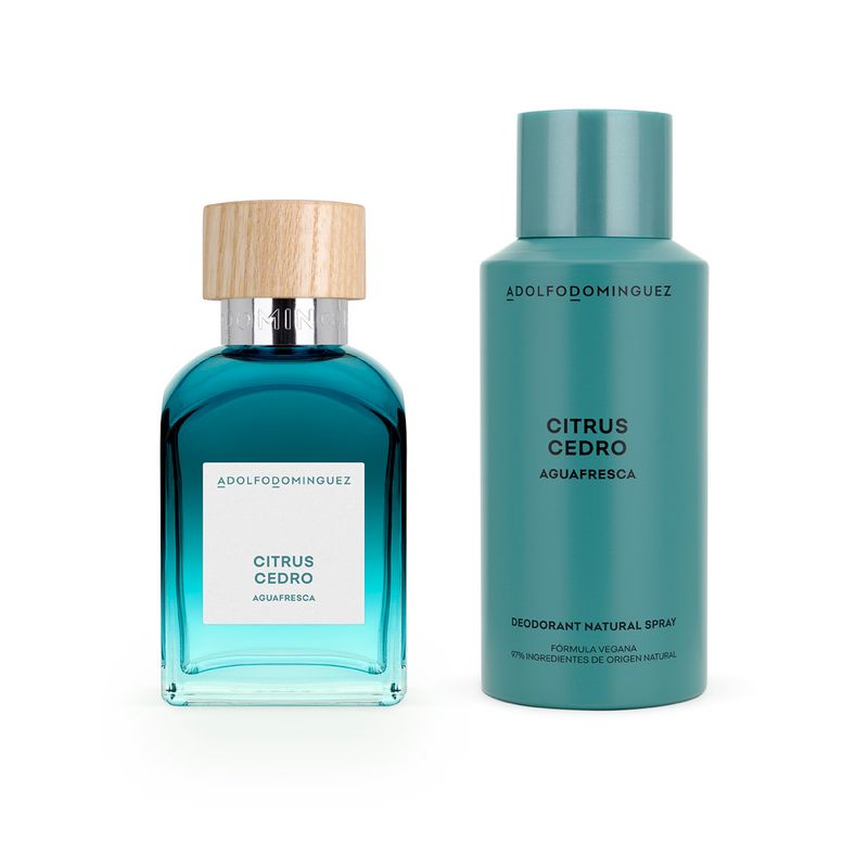 ADOLFO DOMINGUEZ - Set Perfume Hombre Agua Fresca Citrus Cedro EDT 120ML + Desodorante 150ML Adolfo Domínguez